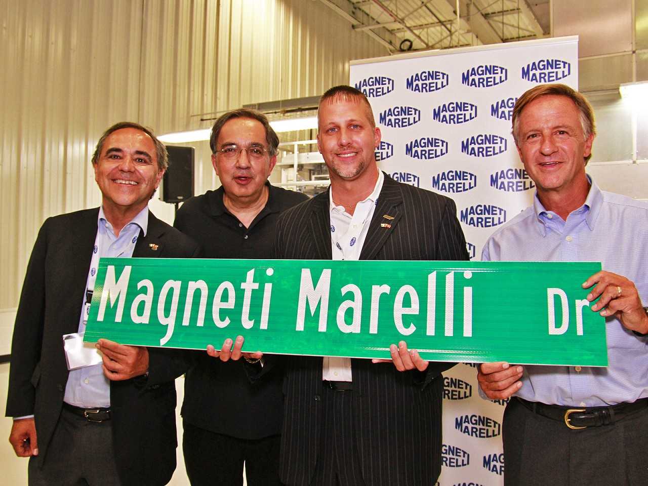 A venda da Magnetti Marelli j estava nos planos do falecido CEO da FCA Sergio Marchionne (segundo da esquerda para direita)
