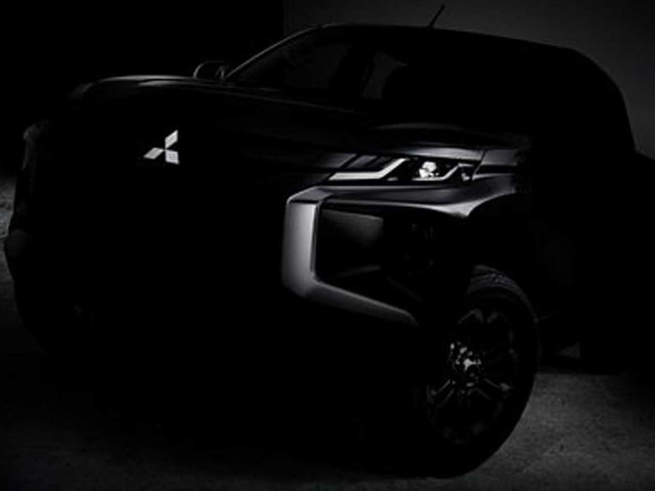 Teaser revelado pela Mitsubishi mostrando os primeiros detalhes do facelift da L200 Triton