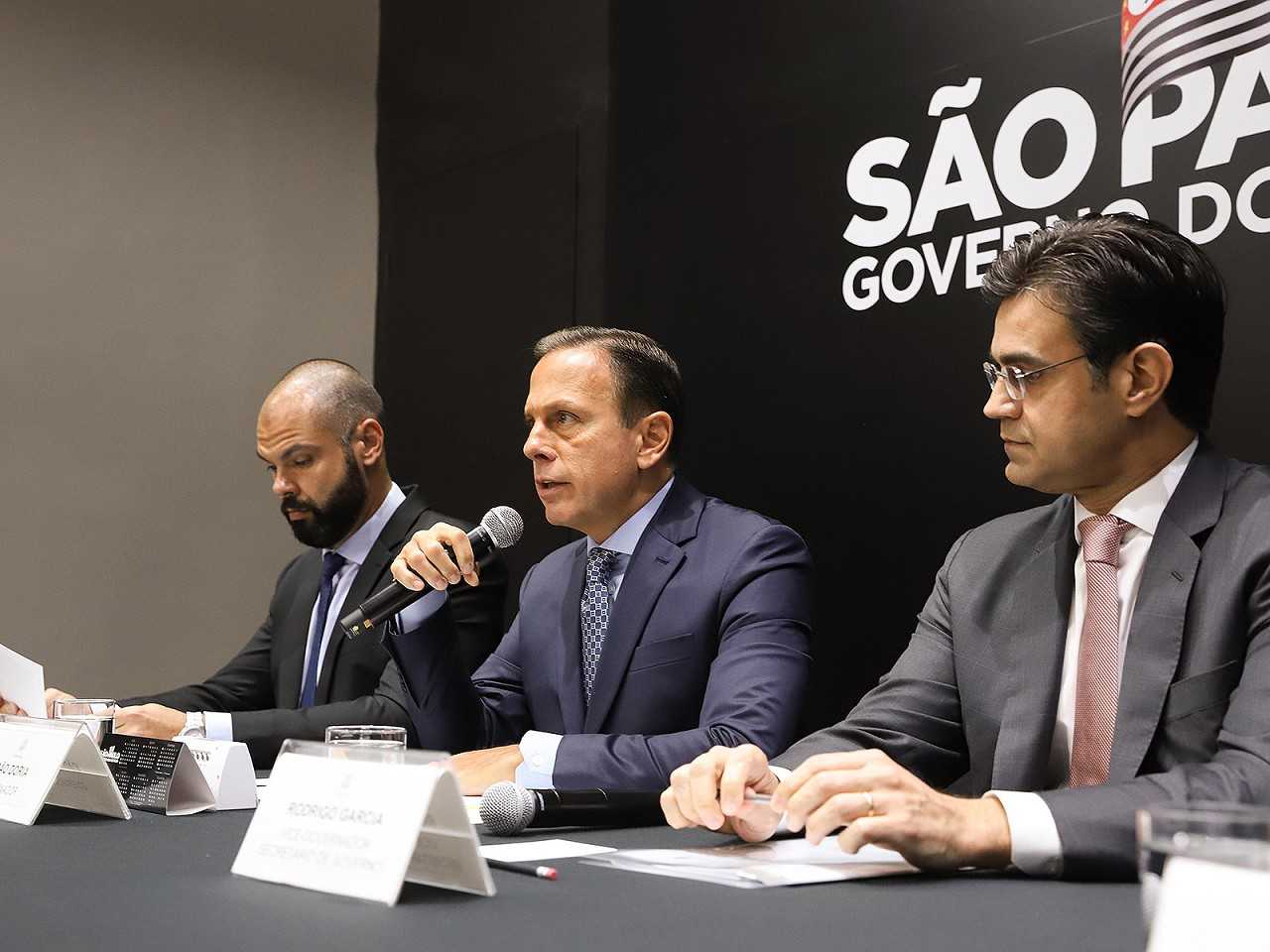 Governador de So Paulo, Joo Doria, em coletiva anunciando o plano de concesso das Marginais
