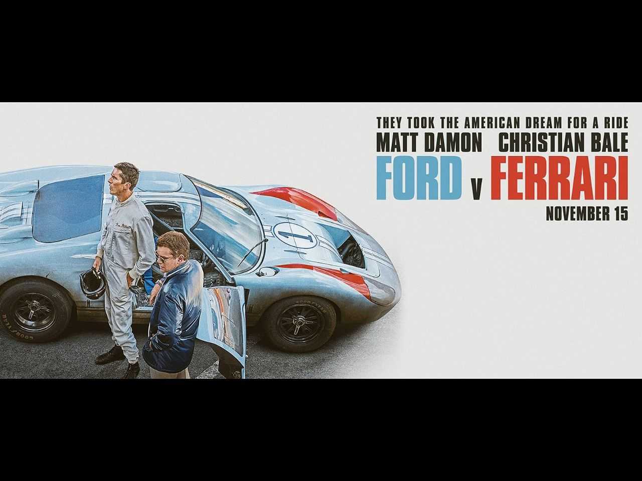 Acima cartaz de divulgao do filme Ford vs Ferrari