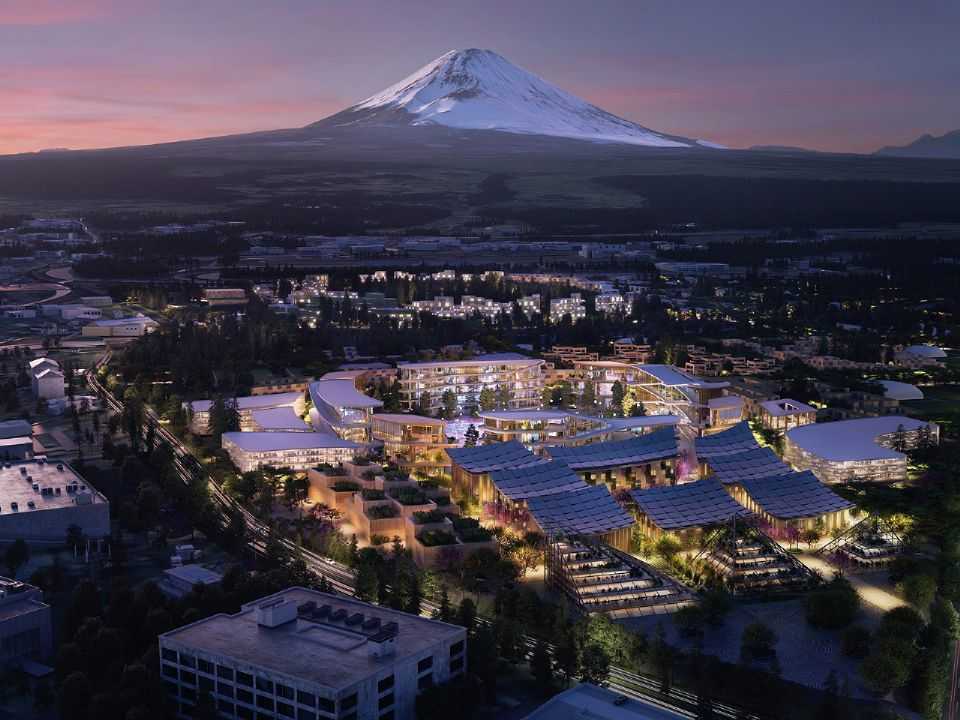 Acima perspectiva da Woven City, nome para a cidade do futuro da Toyota