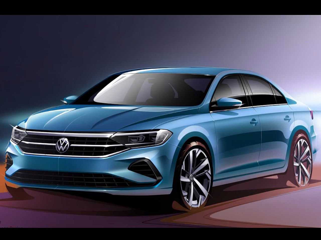 Ilustração do futuro Volkswagen Polo Sedan russo