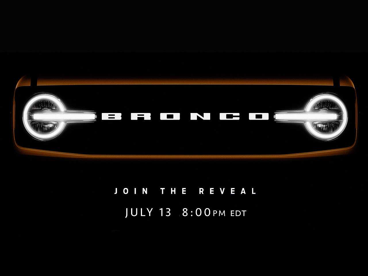 Teaser da Ford antecipando a dianteira do novo Bronco 2021