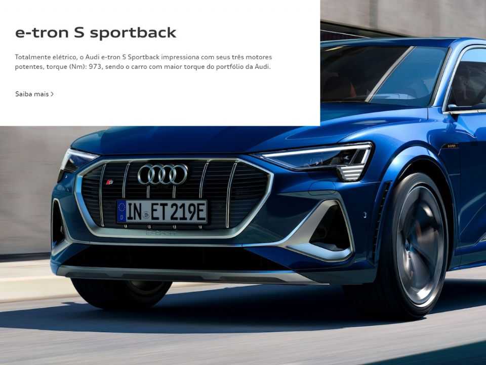Informação da página da Audi no Brasil: foco no maior torque do portfólio da marca