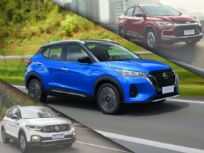 Montagem Autoo sobre fotos de divulgação Nissan Kicks Exclusive entre T-Cross Highline e Tracker Premier: SUVs compactos em versões topo de linha