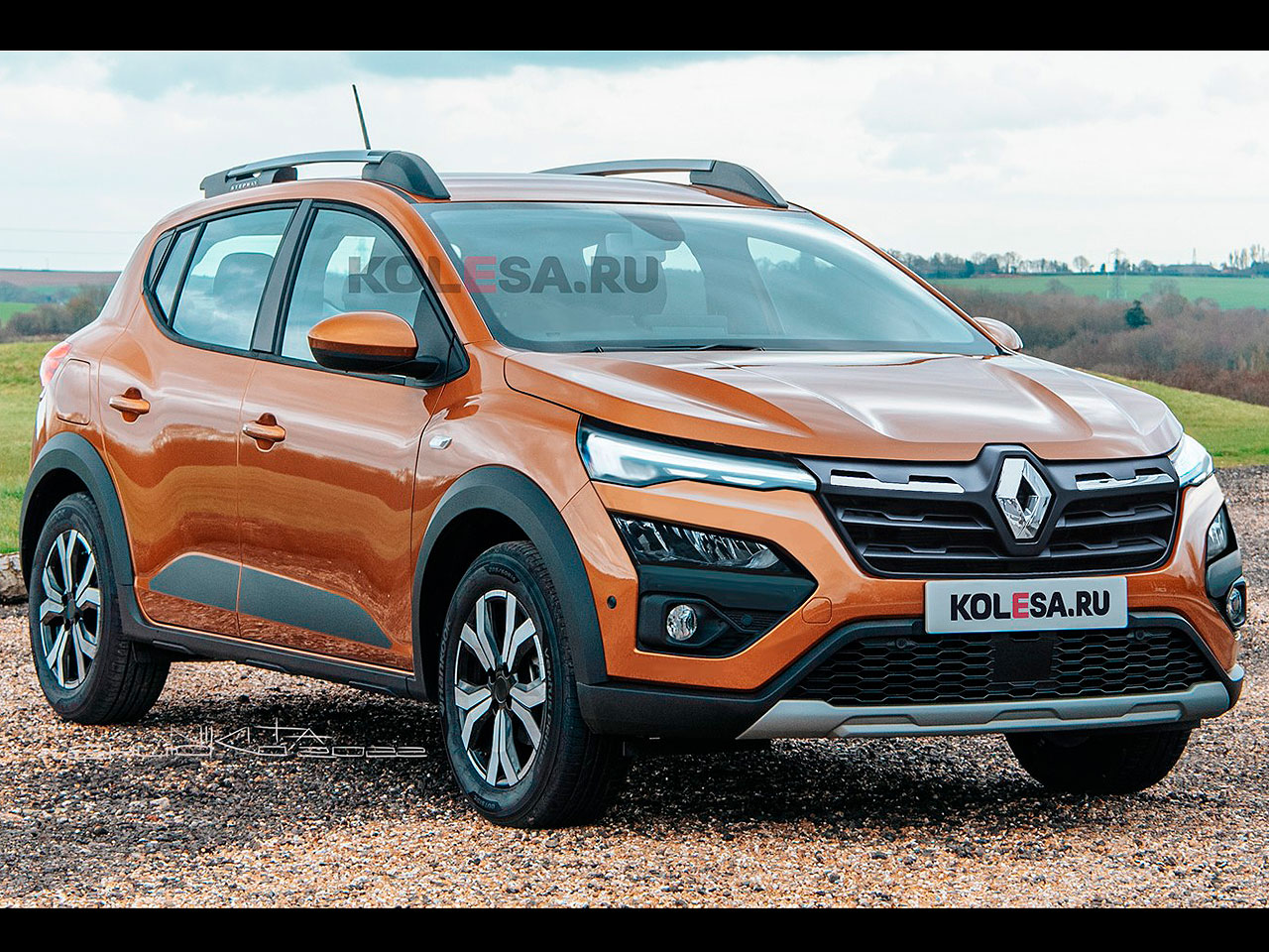 Projeção do site Kolesa antecipando o futuro SUV nacional da Renault