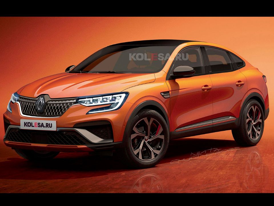 Projeção do site Kolesa antecipando o facelift do Renault Arkana