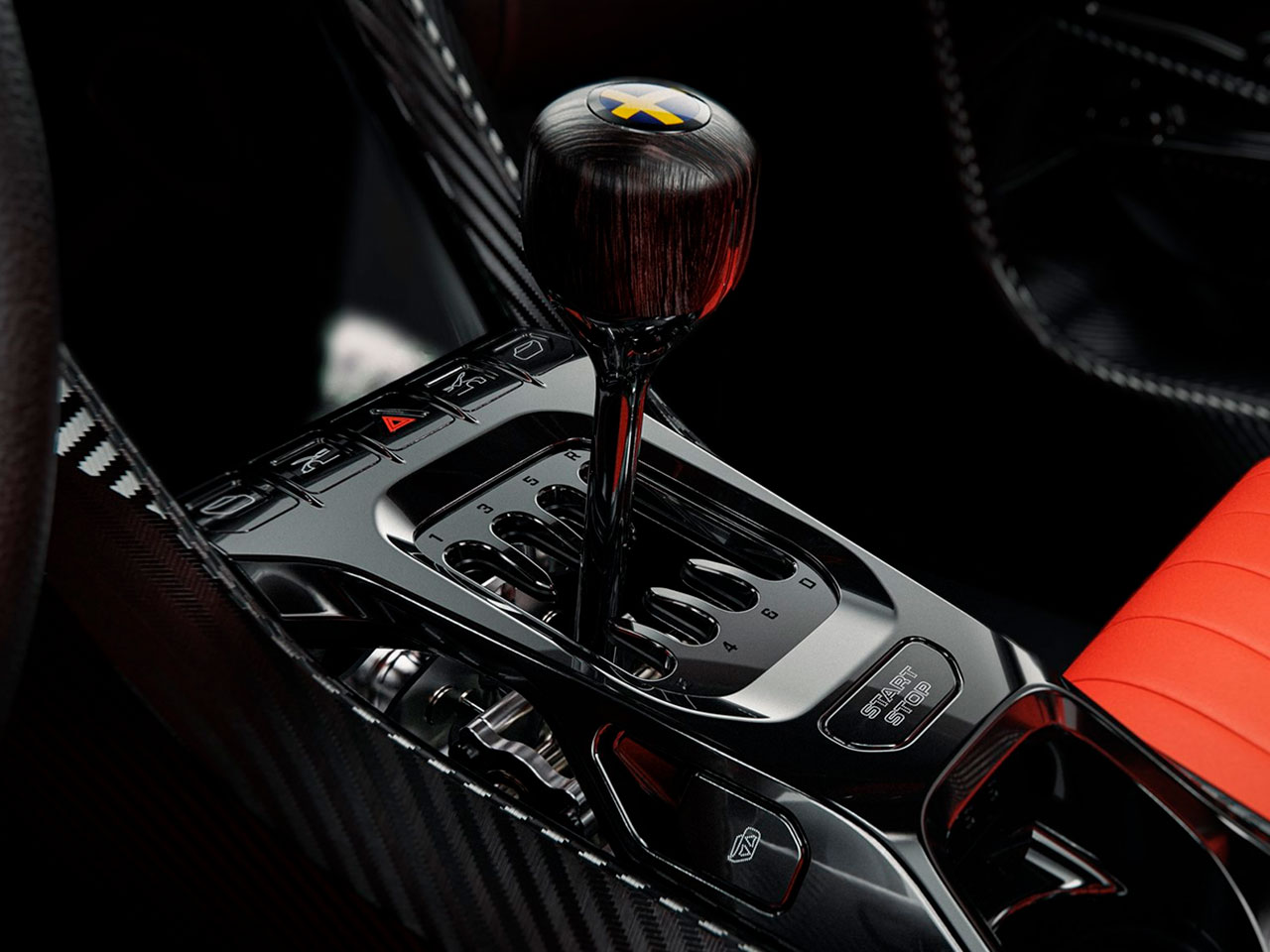 Detalhe do cmbio ESS presente no Koenigsegg CC850: manual ou automtico, ao gosto do motorista