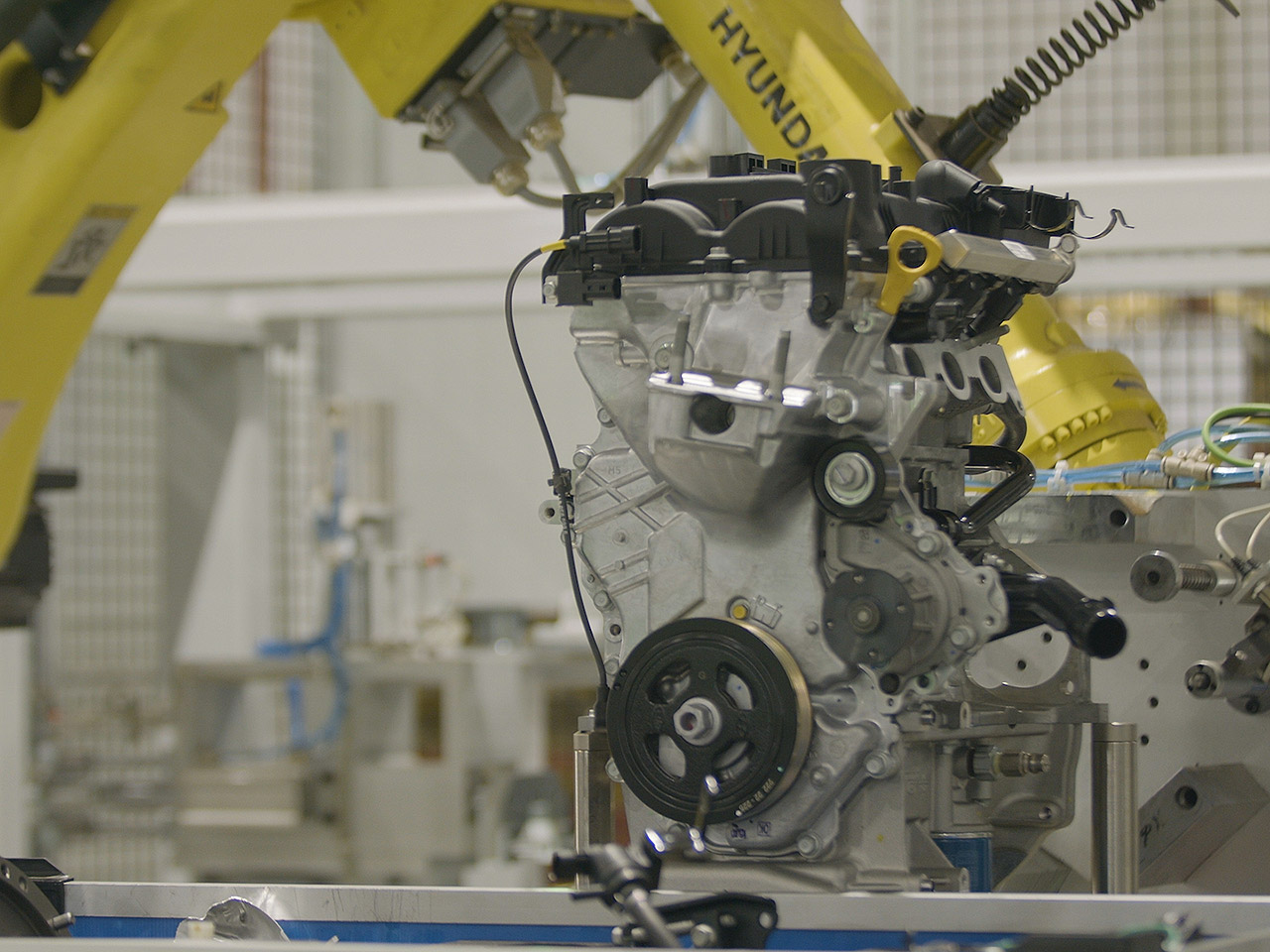 Detalhe da nova linha de produo de motores da Hyundai Motor Brasil