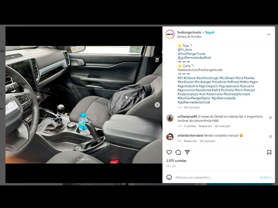 Flagra divulgado pelo perfil Ford Ranger Trucks no Instagram