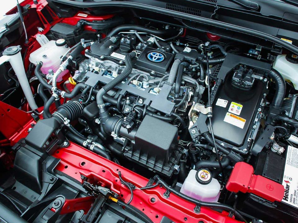 Detalhe do conjunto propulsor híbrido flex aplicado nos modelos nacionais da Toyota
