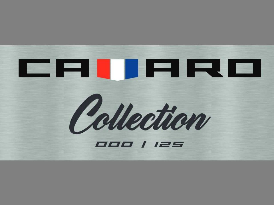 Placa que irá em cada uma das 125 unidades da série Collection do Chevrolet Camaro no Brasil