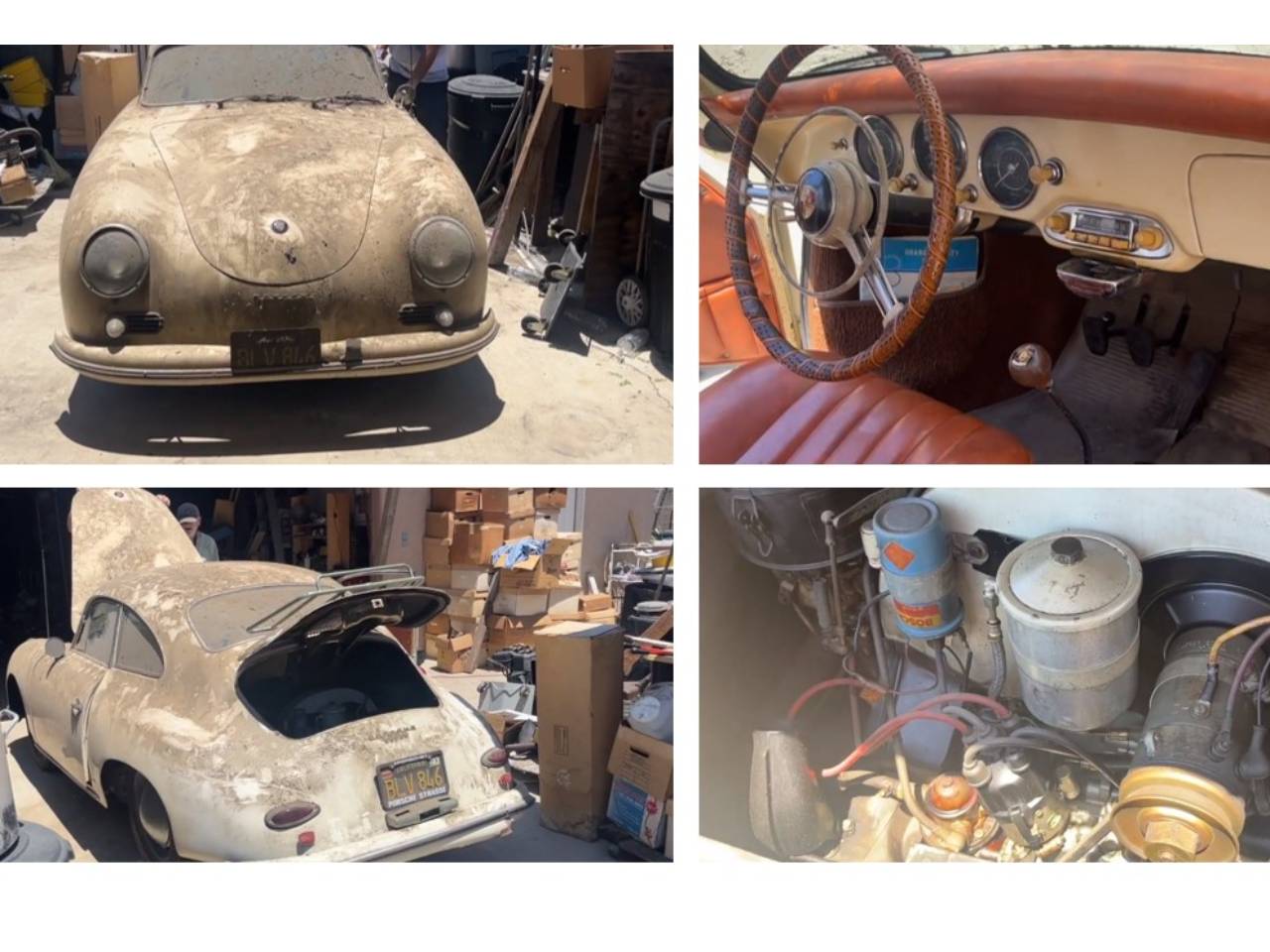 Porsche 356A 1600S de 1959 ficou 38 anos sem sair  luz do dia, parado em uma garagem na Califrnia (EUA)