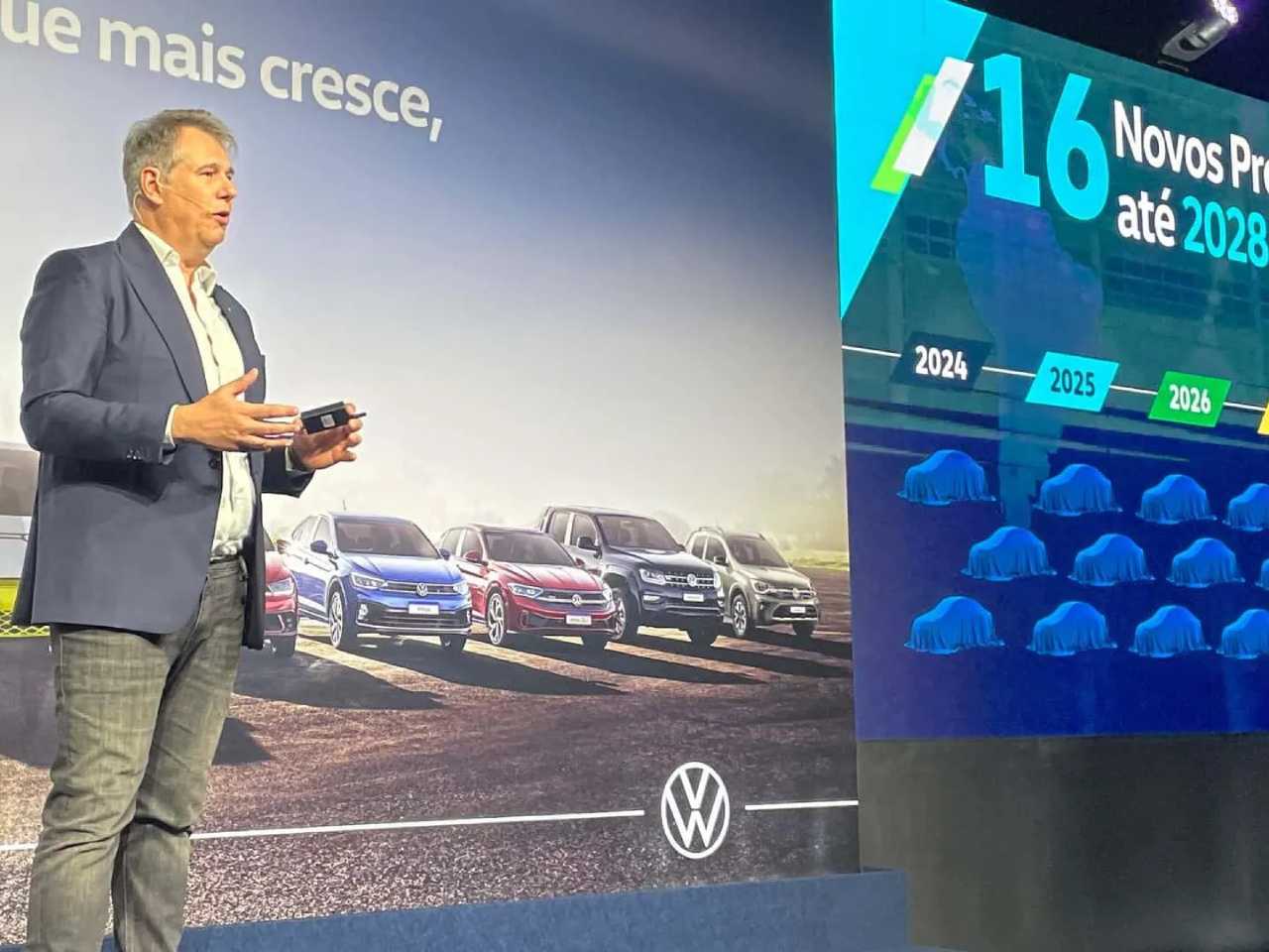 Presidente da VW do Brasil, Ciro Possobom, durante anúncio dos novos investimentos da fabricante no país