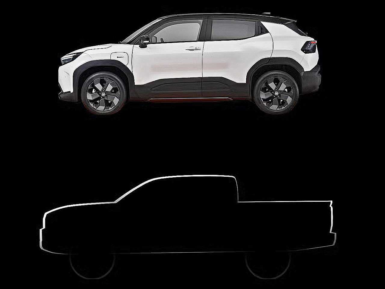 A silhueta da picape elétrica da Toyota A silhueta da picape elétrica da Toyota