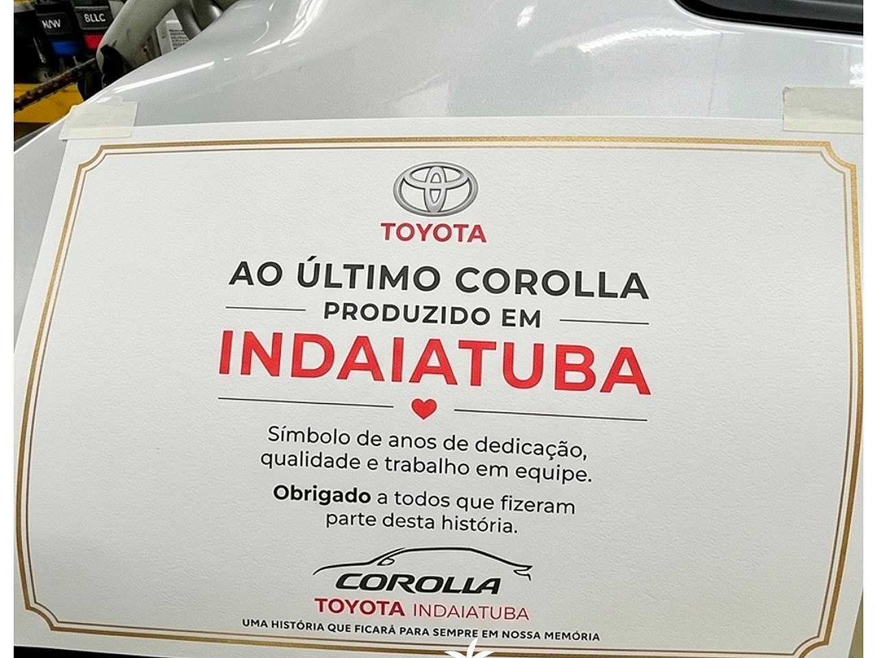 Último Corolla produzido em Indaiatuba Último Corolla produzido em Indaiatuba